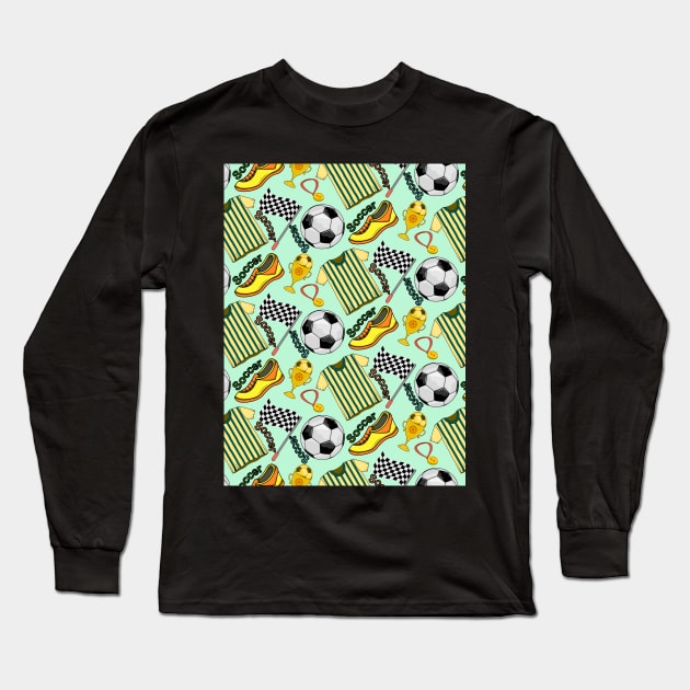 Soccer Pattern Long Sleeve T-Shirt by Designoholic